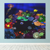 Kunst voor kleurrijk koraal en visrif canvas afdruk (Insitu (Houten vloer))