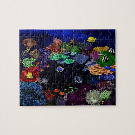 Kunst voor kleurrijk koraal en visrif legpuzzel (Horizontaal)