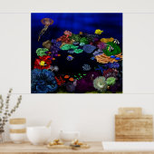 Kunst voor kleurrijk koraal en visrif poster (Keuken)