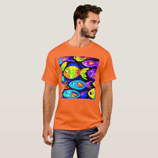 Kunst voor kleurrijke vispatronen t-shirt (Voorkant volledig)
