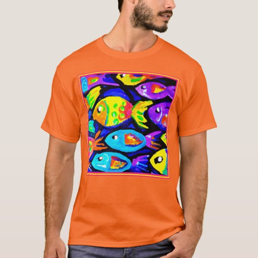 Kunst voor kleurrijke vispatronen t-shirt (Voorkant)