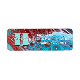 Kunst voor koperstroom en Blauwgroen acrylstroom Etiket