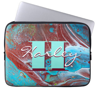 Kunst voor koperstroom en Blauwgroen acrylstroom Laptop Sleeve