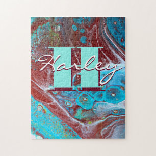 Kunst voor koperstroom en Blauwgroen acrylstroom Legpuzzel