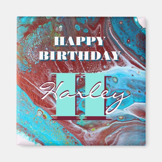 Kunst voor koperstroom en Blauwgroen acrylstroom Magneet (Voorkant)