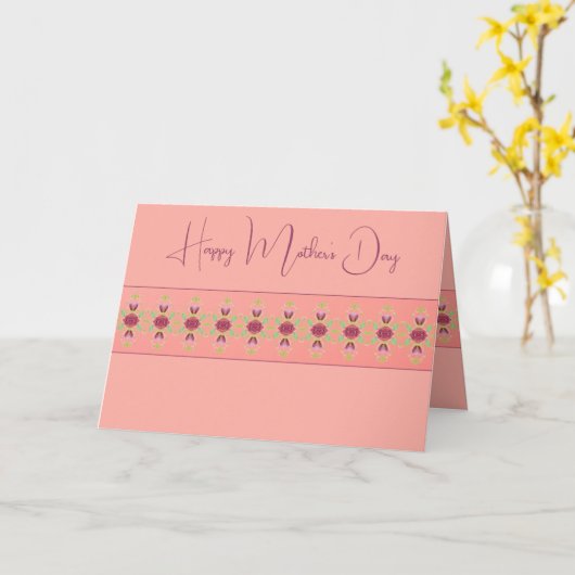 Kunst voor koraalPinks en Bourgogne Roos Kaart (Gele Bloem)