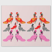 Kunst voor Lady Flamenco Dancers Silhouette Cadeaupapier (Vlak)