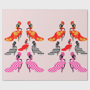 Kunst voor Lady Flamenco Dancers Silhouette Cadeaupapier
