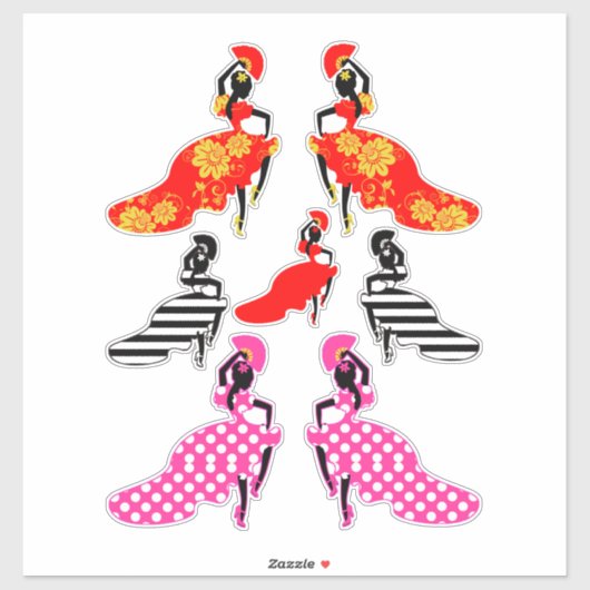Kunst voor Lady Flamenco Dancers Silhouette Sticker (Vel)