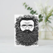 Kunst voor Man Beard Mustache Flowers Briefkaart (Staand voorkant)