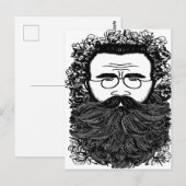 Kunst voor Man Beard Mustache Flowers Briefkaart (Voorkant / Achterkant)