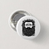 Kunst voor Man Beard Mustache Flowers Ronde Button 3,2 Cm (Voorkant /achterkant)