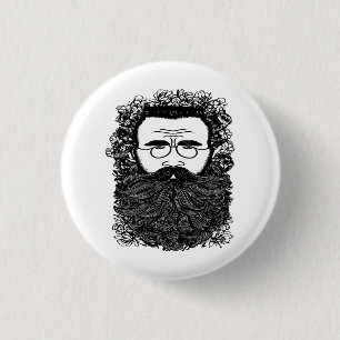 Kunst voor Man Beard Mustache Flowers Ronde Button 3,2 Cm