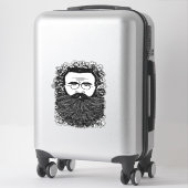 Kunst voor Man Beard Mustache Flowers Sticker (Koffer)