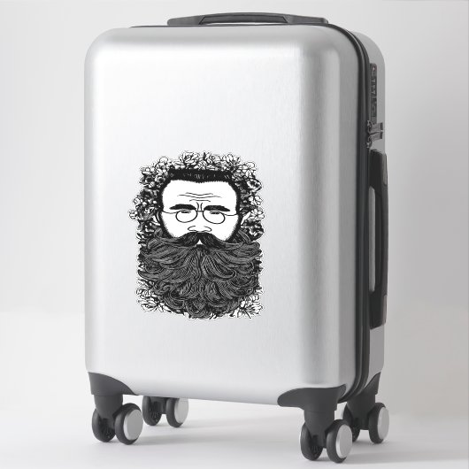 Kunst voor Man Beard Mustache Flowers Sticker (Koffer)