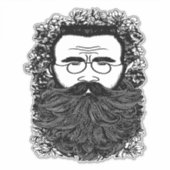 Kunst voor Man Beard Mustache Flowers Sticker (Voorkant)