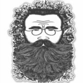 Kunst voor Man Beard Mustache Flowers Sticker (Voorkant)