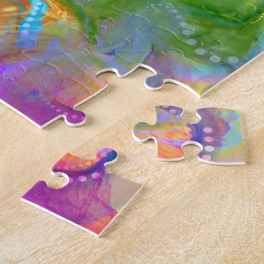 Kunst voor marmeren is blauw groen sinaasappel - m legpuzzel (Zijkant)