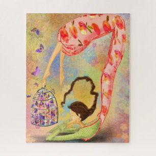 Kunst voor meisjes en Butterflies Tekening Fantasy Legpuzzel