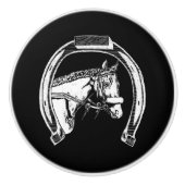 Kunst voor paarden en Hoefijzers Keramische Knop (Voorkant)
