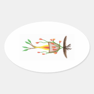 Kunst voor Plant van kinderen Ovale Sticker