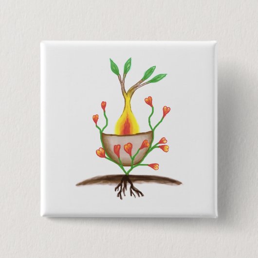 Kunst voor Plant van kinderen Vierkante Button 5,1 Cm (Voorkant)