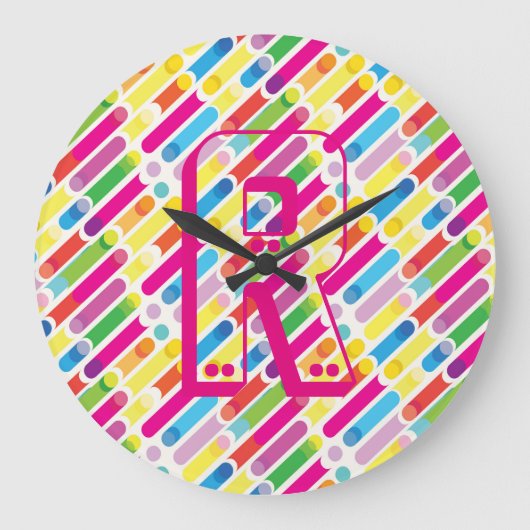 Kunst voor regenboogdiagonaal - lijnenpatroon grote klok (Voorkant)