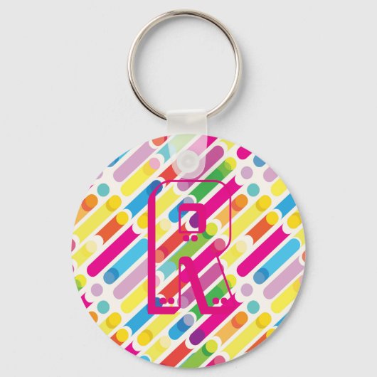 Kunst voor regenboogdiagonaal - lijnenpatroon sleutelhanger (Voorkant)