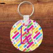 Kunst voor regenboogdiagonaal - lijnenpatroon sleutelhanger (Voorkant)