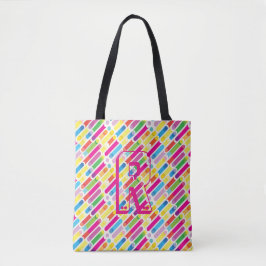 Kunst voor regenboogdiagonaal - lijnenpatroon tote bag
