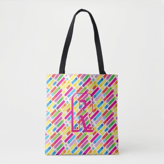 Kunst voor regenboogdiagonaal - lijnenpatroon tote bag (Voorkant)