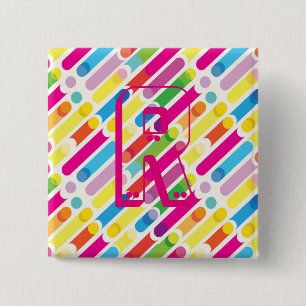 Kunst voor regenboogdiagonaal - lijnenpatroon vierkante button 5,1 cm