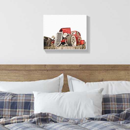 Kunst voor rode klassieke autocollector canvas afdruk (Insitu (Slaapkamer))