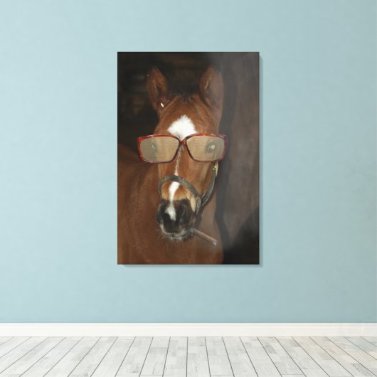 Kunst voor roken van ciffar canvas met paarden afdruk (Insitu (Houten vloer))