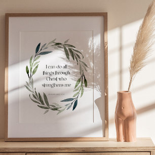 Kunst voor Scriptwand   Filippijnen 4:13 Poster