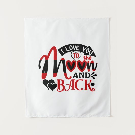 Kunst voor stel Ik hou van je tot de maan Wandkleed (Voorkant)