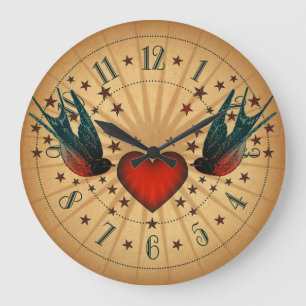 Kunst voor Tattoo met slikken en sterren Grote Klok