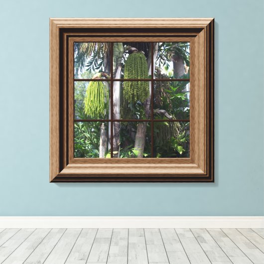 Kunst voor Tropisch Uitzicht met houtsnimeffect Canvas Afdruk (Insitu (Houten vloer))