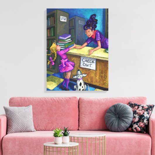 Kunst voor uitchecken van bibliotheek canvas afdruk (Insitu (Woonkamer))