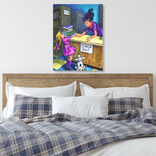 Kunst voor uitchecken van bibliotheek canvas afdruk (Insitu (Slaapkamer))
