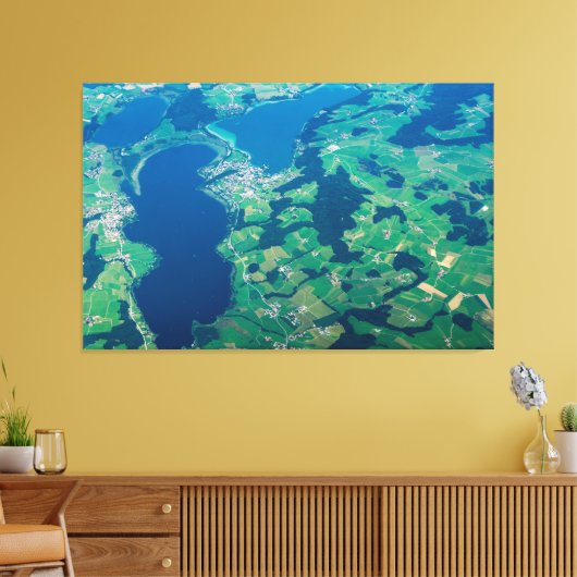 Kunst voor Uitzicht blauw groen geplateerd landcan Canvas Afdruk (Insitu (Woonkamer))