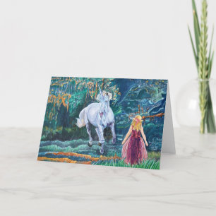 Kunst voor Unicorn en Girl Kaart