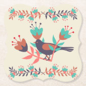 Kunst voor vogels en Floral Folk Kartonnen Onderzetters (Voorkant)
