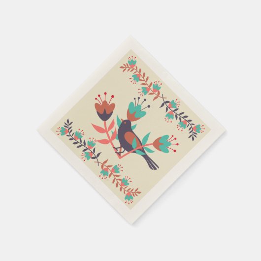 Kunst voor vogels en Floral Folk Servet (Hoek)