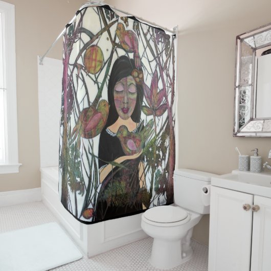 Kunst voor vrouwen en vogels douchegordijn (In situ)