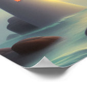 Kunst voor vuurtoren op zee poster (Hoek)