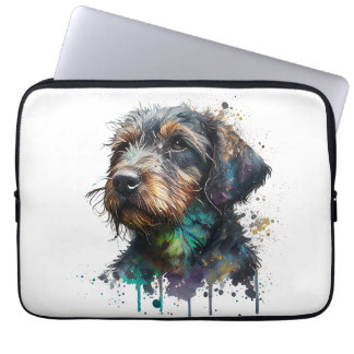 Kunst voor Waterverf met wirehaire dachshund Puppy Laptop Sleeve