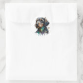 Kunst voor Waterverf met wirehaire dachshund Puppy Ronde Sticker (Tas)