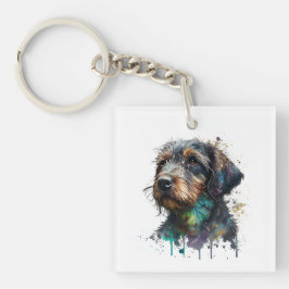 Kunst voor Waterverf met wirehaire dachshund Puppy Sleutelhanger