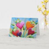 Kunst voor Waterverf van kikkers en harten Kaart (Gele Bloem)